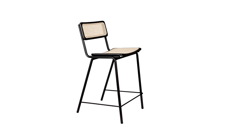 BAR CHAIR WITH NATURAL RATTAN BACK MEDIUM HIGH - CHAIRS, STOOLS